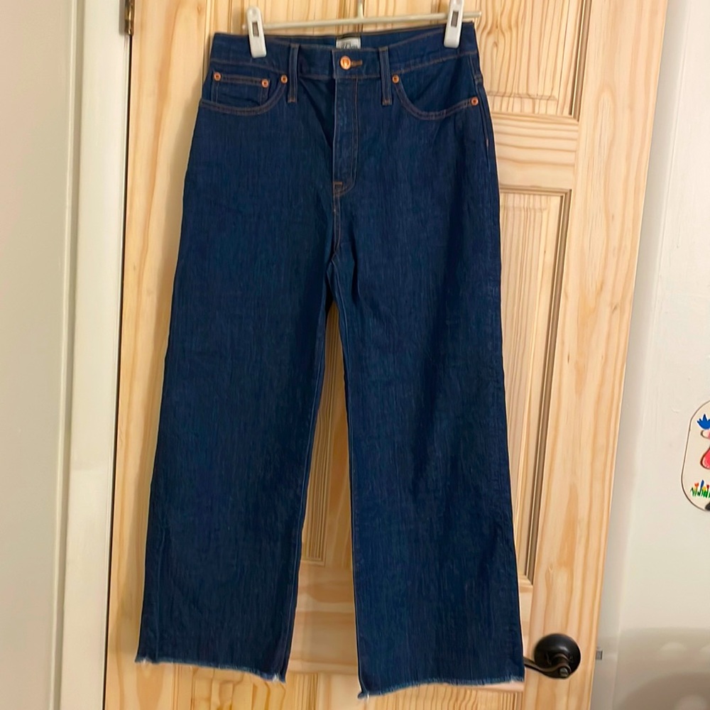 J. Crew High-Rise Wide-Leg Jeans in Dark Indigo